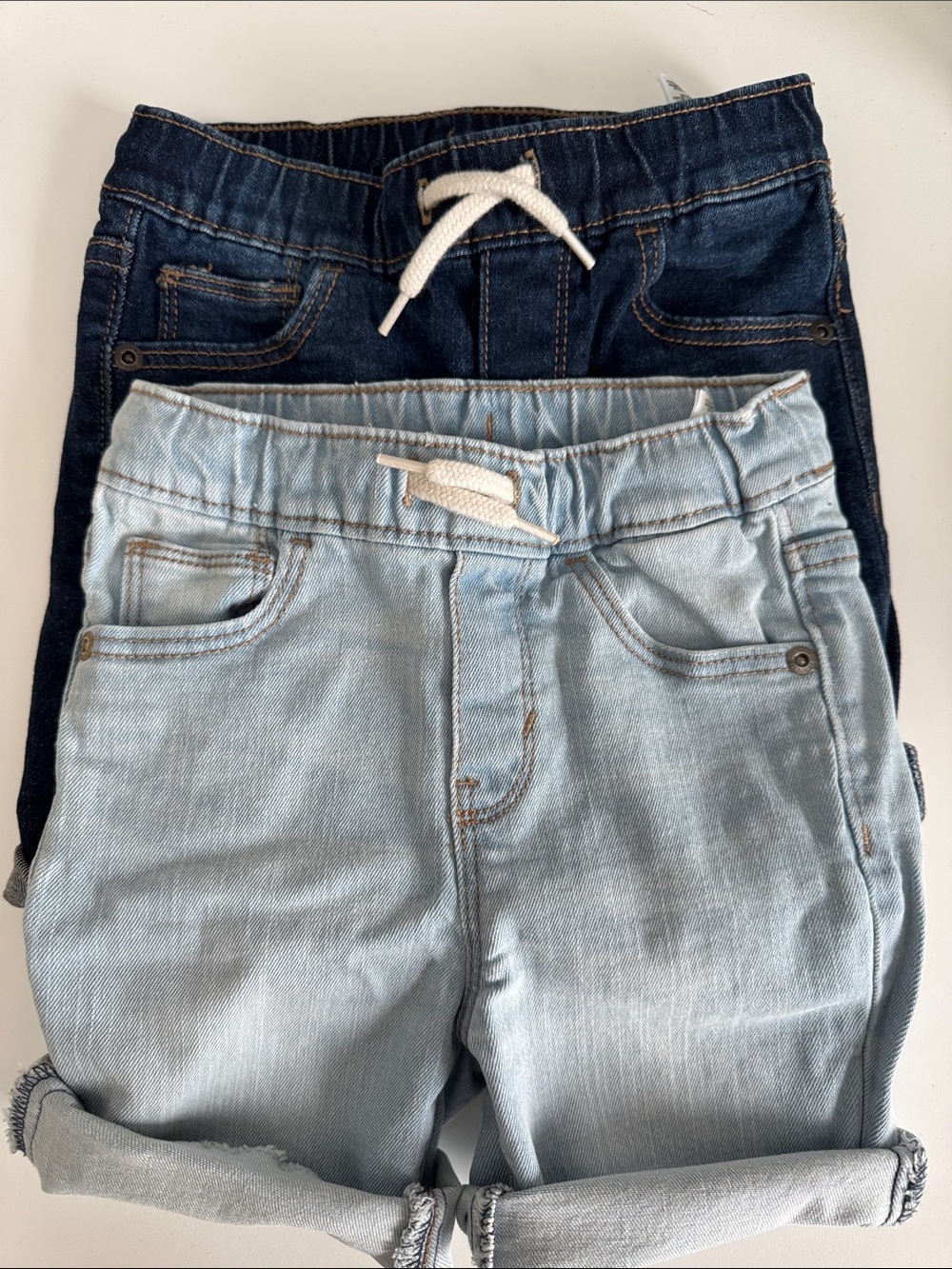 Old Navy Kids Denim Pull-On Shorts — Light Blue & Dark Blue